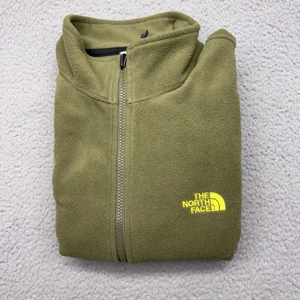 The North Face CF2Q Mens XL Sage Green Full Zip 100% Polyester Fleece Jacket F15